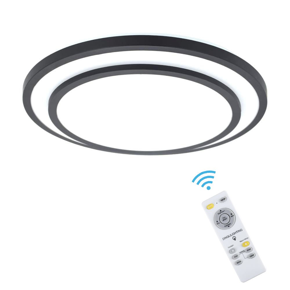 Dinglilighting DLLT 48W Round LED Ceiling Light Fixture Flush Surface Mount, Dimmable Remote Control Lighting, 3 Light Color Changeable for Dining Roo