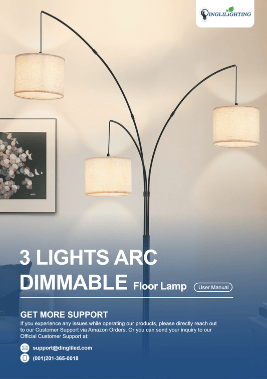 Installation of WS-MNF27-60B 3 Lights Arc Dimmable Floor Lamp - DEPULEY