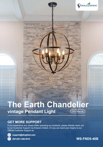 WS-FND5-40B DLLT 6 Light Sphere Pendant Light Over Island User Manual - DEPULEY