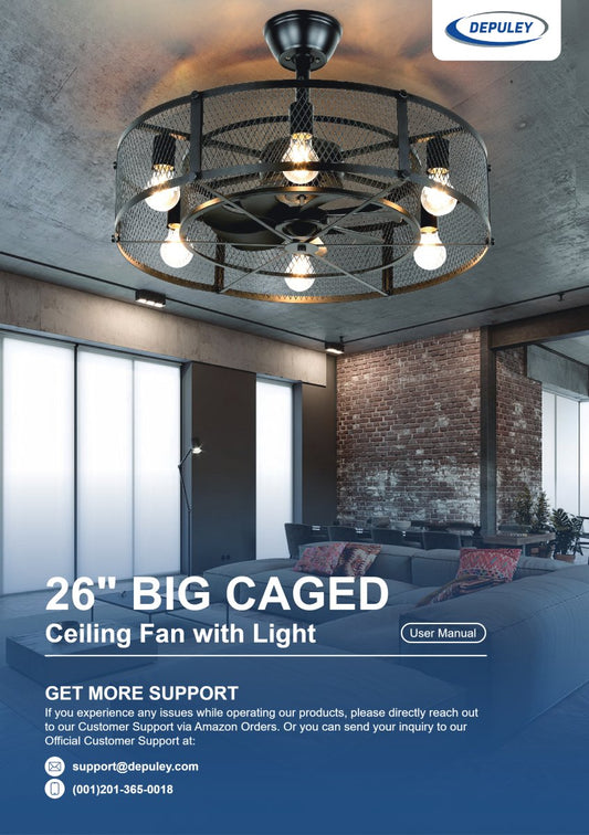 WS-FPZ17-60B User Manual | 26in Big Caged Ceiling Fan with Light - DEPULEY