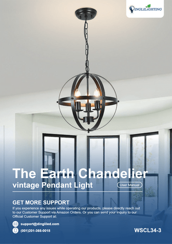 WSCL34-3 | 3 Lights the Earth Industrial Dining Room Chandelier Light - DEPULEY