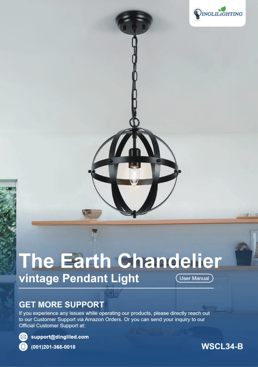 WSCL34-B One Light Earth Chandelier Light User Manual - DEPULEY