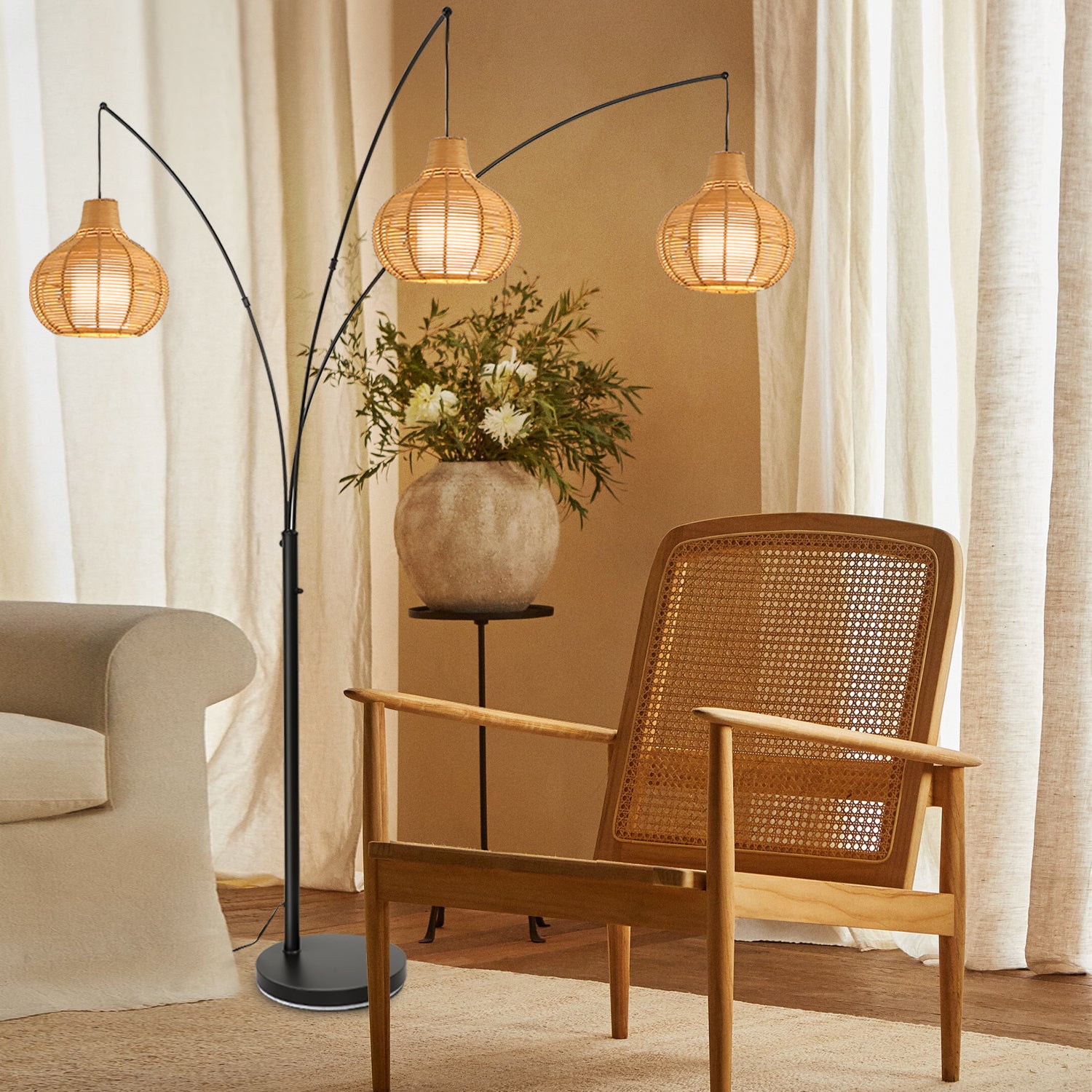 Standing deals rattan lamp