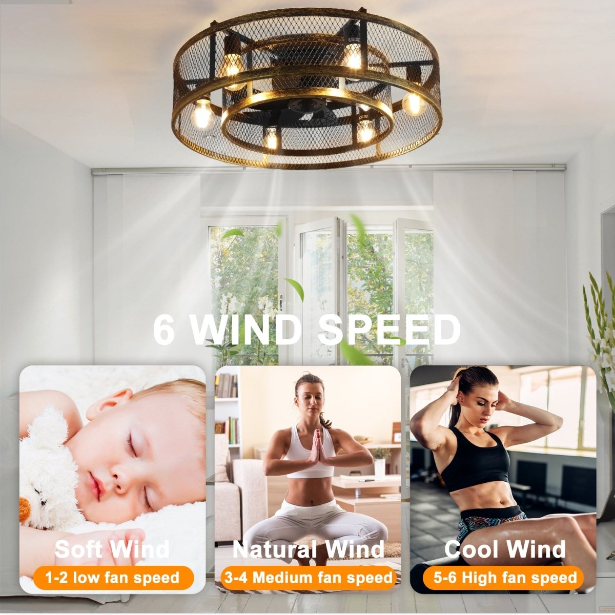 SCAWAIL Ceiling Fans with Lights Flush Mount store Ceiling Fan with Remotel Control Di