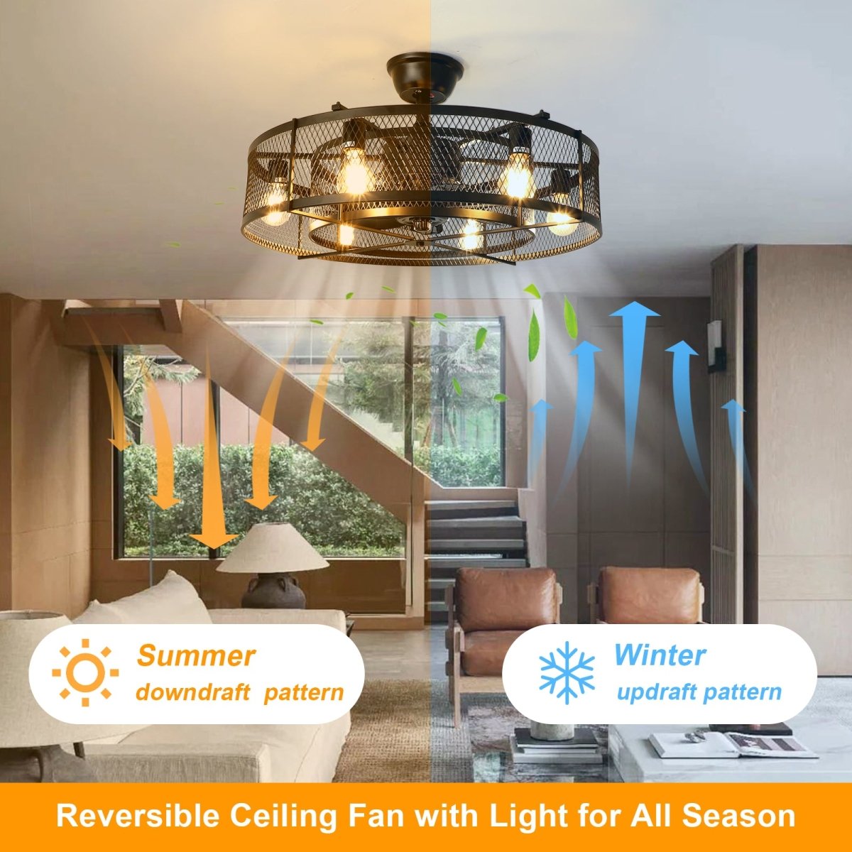 Indoor ceiling fan with buy light