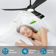 Depuley 52" Remote Ceiling Fan with Lights, Low Profile Modern Ceiling Fans, Noiseless Reversible DC Motor for Bedroom/Living Room/Study/Gazebo Lighting, Timing, 3 Light Color Changeable-Matte Black - WS-FPZ40-18C-BL 8 | DEPULEY