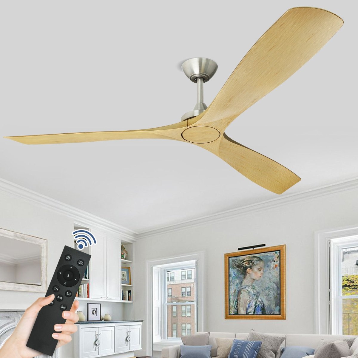 White Ceiling Fan with Lights Remote Control Noiseless DC Motor Low deals Profile Whit