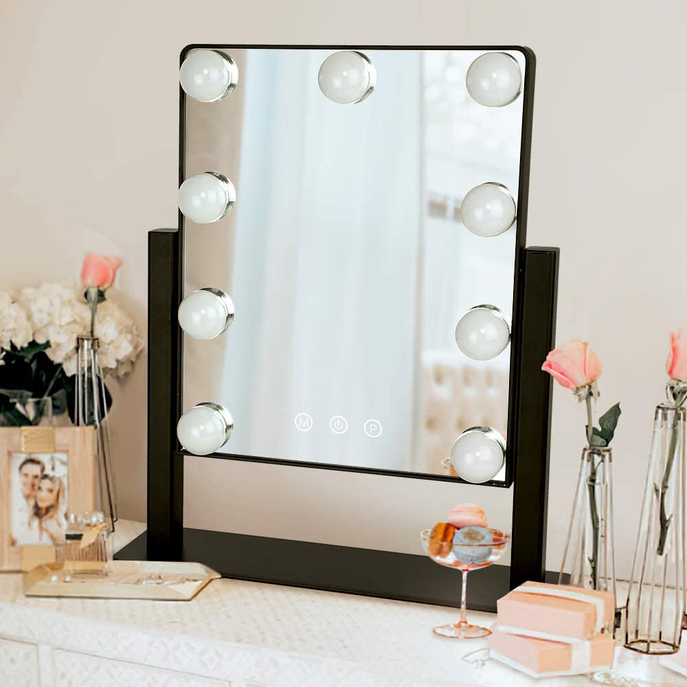 Depuley 12in Makeup Dimmable Lighted Mirror with Smart Touch Control - Black