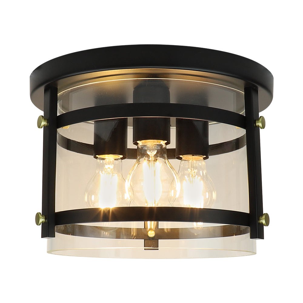 3-Light Crystal Semi Flush Mount Ceiling Light 11.8inch Industrial Black orders Crystal