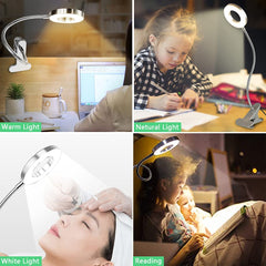 Depuley Dimmable Clip on Reading Light, 48 LED Chips USB Bed Night Lights with 3 Colors, 15 Brightness Level Book Light Flexible Clamp for Makeup Mirror, Desk, Bedside, Headboard, Piano, Computer Light - WSTL01-S 13 | Depuley
