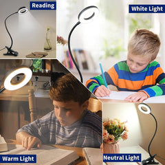 Depuley DLLT Dimmable Clip-on Reading Light, 48 LED USB Book Lamp, 3 Colors Changeable Night Light Clip on for Desk, Bed, Headboard, Makeup Mirror, Dorm Room, Computer, Piano Lighting, 15 Brightness Levels - WSTL01-B 9 | Depuley