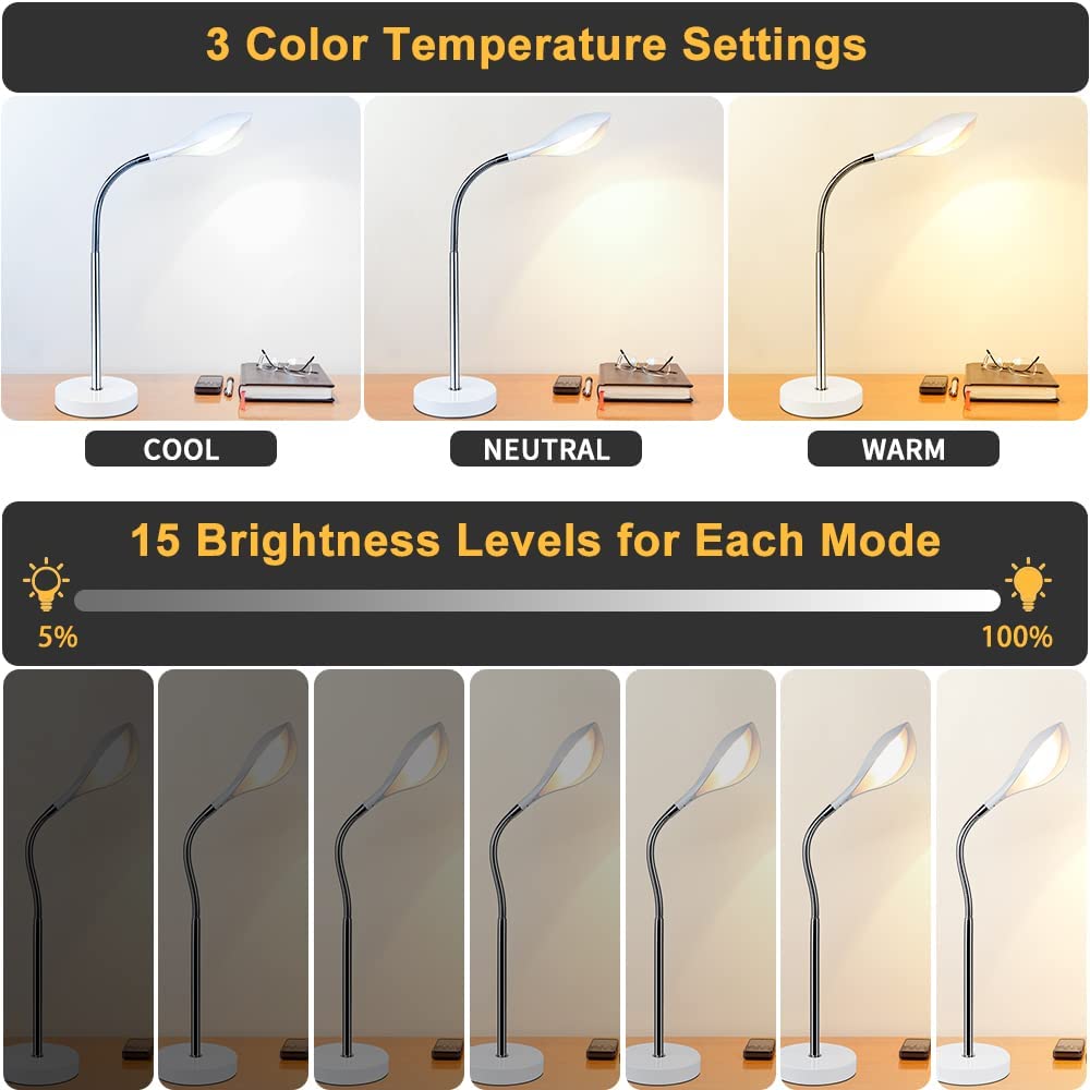 Dimmable Bendable Neck Bedside Reading Light /Desktop Lamp with