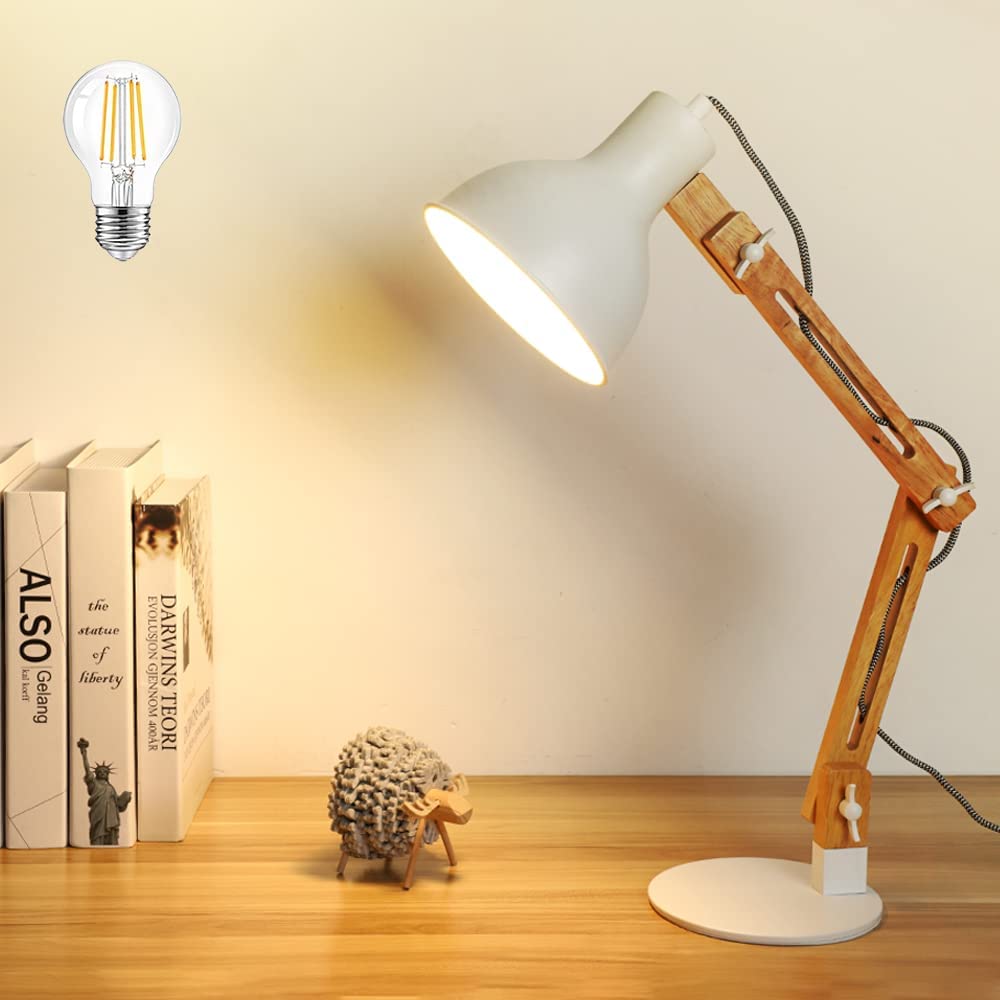 LED table lamp, modern desk light, wooden deals lamp