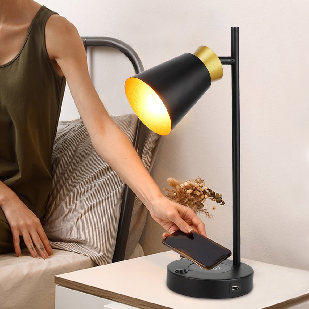 Top table lamp with wireless charger