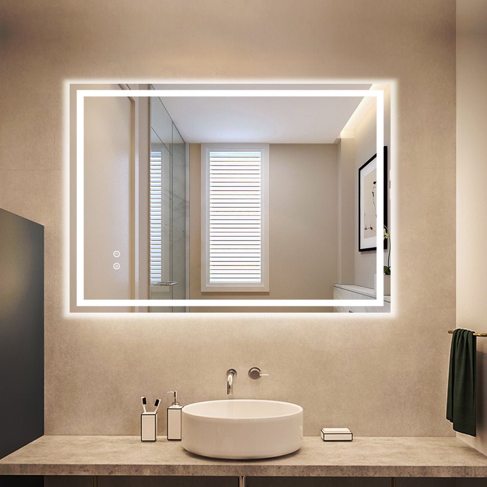 Depuley LED Lighted Vanity Bathroom Mirror, Dimmable Touch Wall Mounted  Mirror Lights with Plug, Anti-Fog