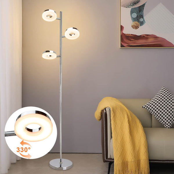 DLLT Modern LED Floor Lamp, Eye Care Corner Reading Standing Lamps  Rotatable Floor Light, Trunk-Shaped Chrome Stable Lamp Base Standing Light  for Living Room, Bedroom, Office (Bulb Included) – DEPULEY