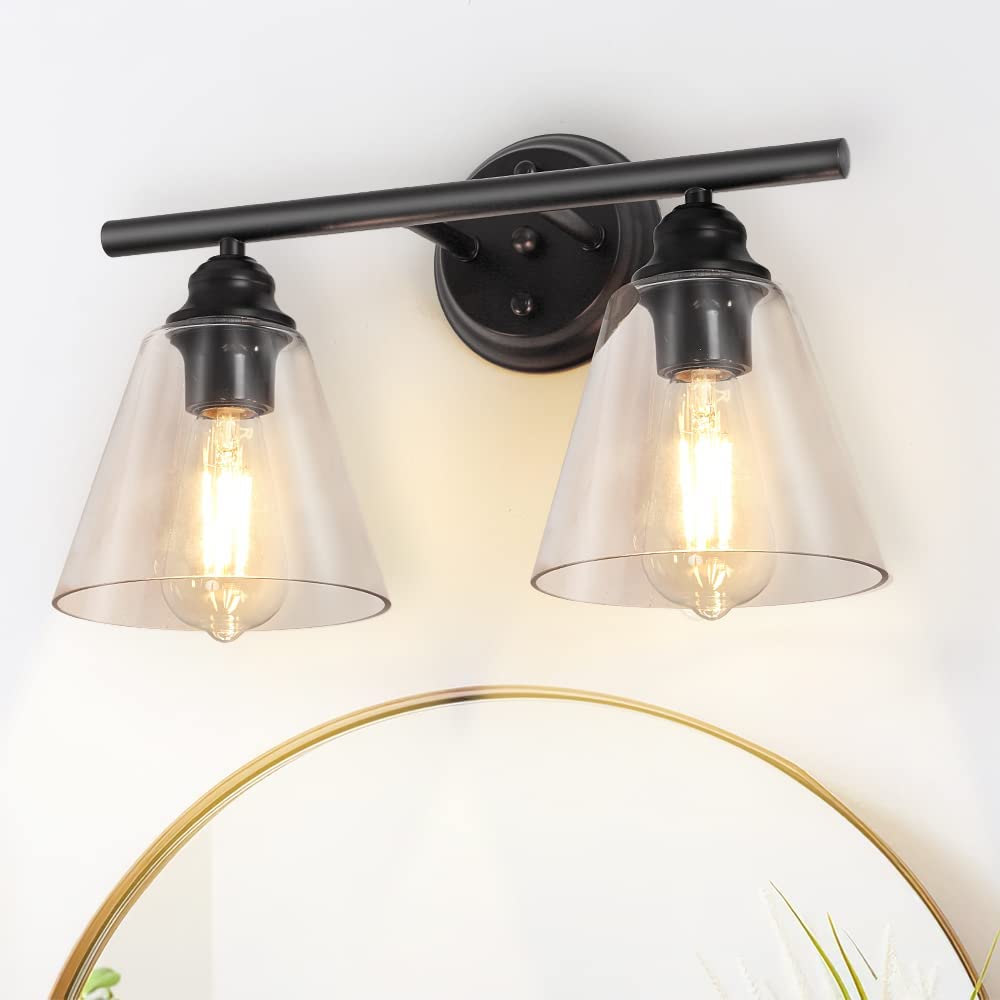 DLLT Wall Sconces Lighting Hanging Wall Mount Lamp 2 Lights Farmhouse Bath Vanity Light Fixture for Bathroom Hallway Powder Room Kitchen Mirror