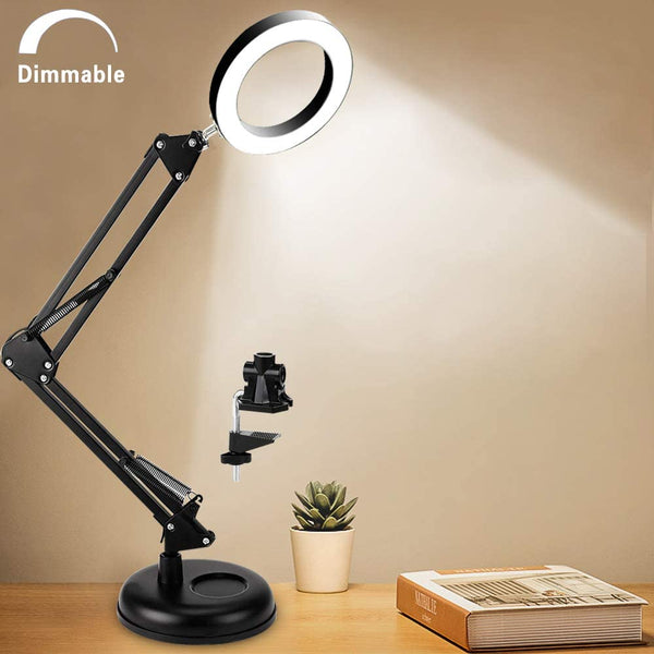 10X 20X Floor Magnifying Lamp, 36 LED Dimmable Magnifying Glass with Light  and Stand, 3-in-1 Adjustable Gooseneck Lighted Magnifier for Reading